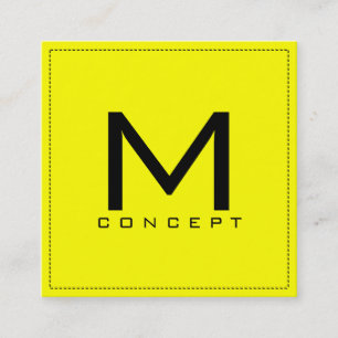 Monogram Professional Elegant Modern Yellow Square Business Card