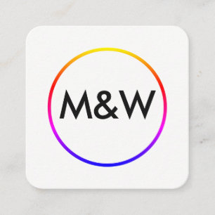 Monogram Professional Elegant (rainbow) Square Business Card