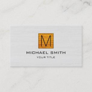 Monogram Professional Elegant White Wood #5 Business Card