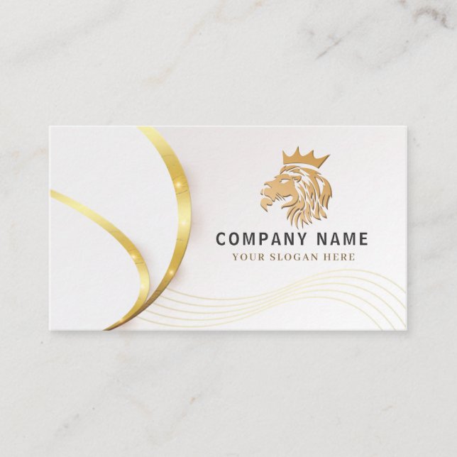 Monogram Professional Gold Lion Logo Business Card (Front)