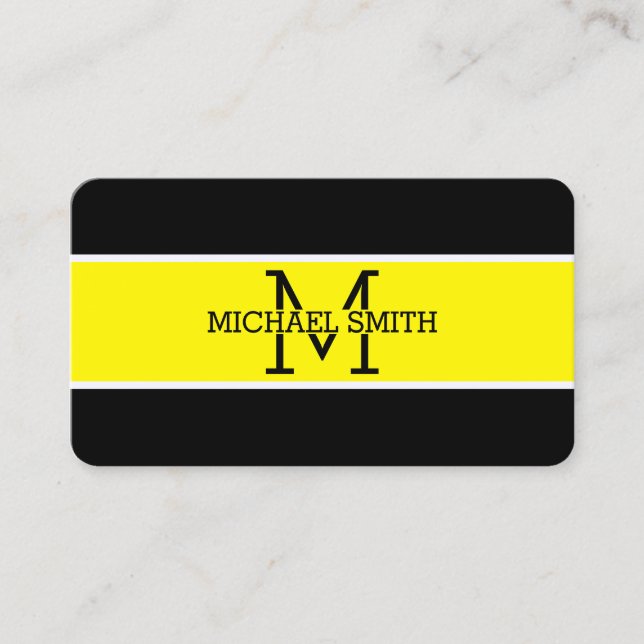 Monogram Professional Lemon Modern Business Card (Front)