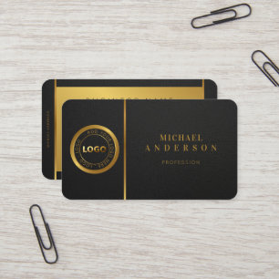 Monogram Professional Luxe Dark & Gold Circle Logo Business Card