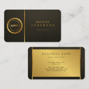 Monogram Professional Luxe Dark & Gold Circle Logo Business Card