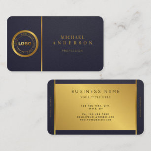 Monogram Professional Luxe Dark & Gold Circle Logo Business Card