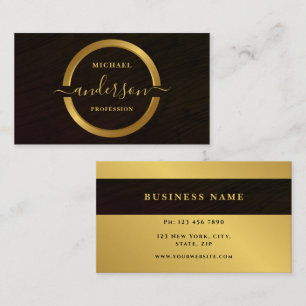 Monogram Professional Luxe Gold Circle Logo Wood Business Card