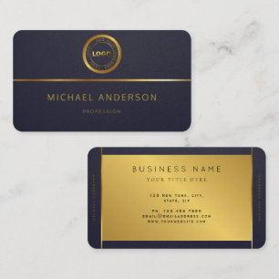 Monogram Professional Luxury Dark Gold Circle Logo Business Card