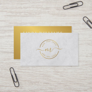 Monogram Professional Modern Golden Circle Logo Business Card