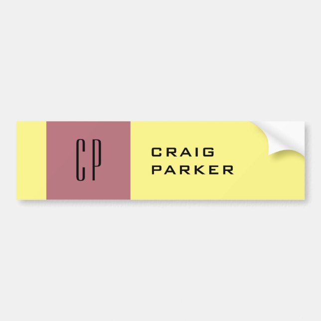 Monogram Professional Plain Rose Gold Yellow Colou Bumper Sticker (Front)