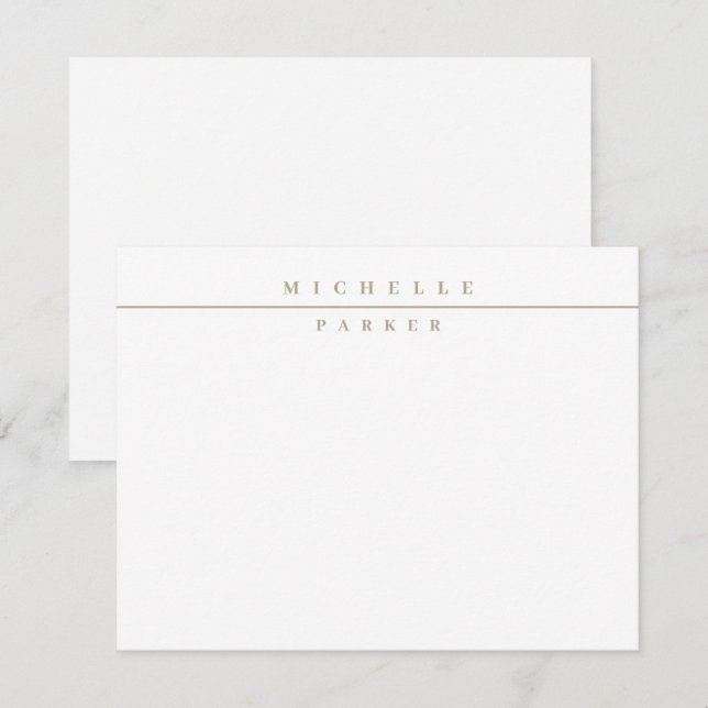 Monogram Professional Sage Green Border Stationery Card (Front/Back)