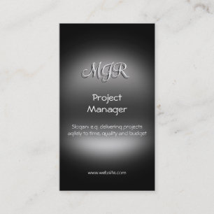 Monogram, Project Manager, metal-look Business Card