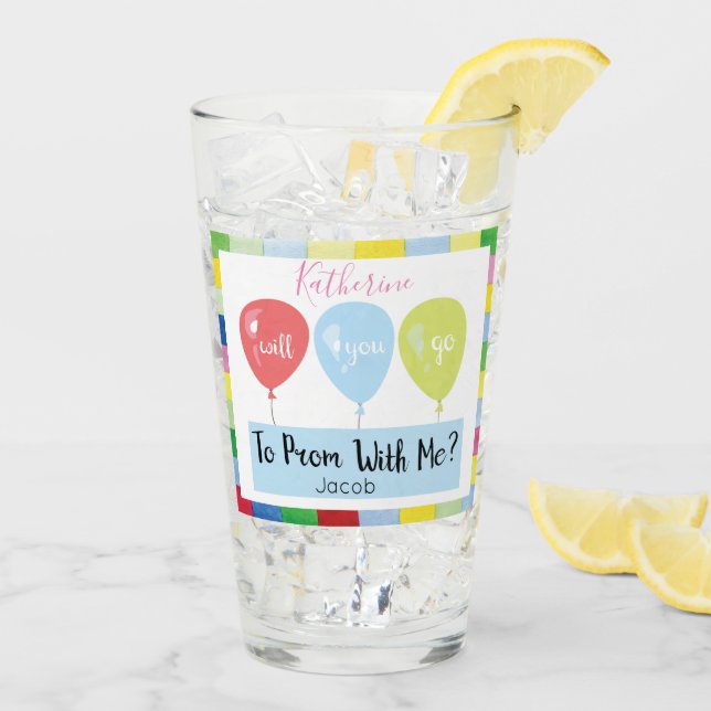 Monogram Promposal Prom Balloons Glass (Back Ice)