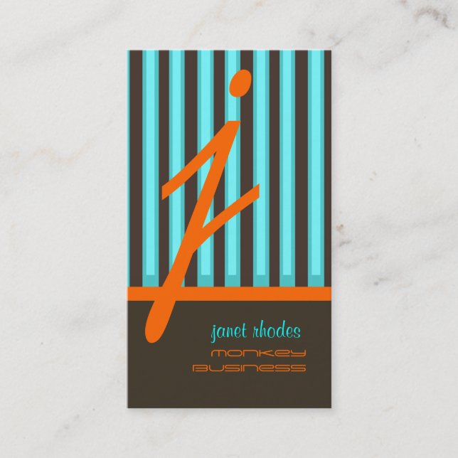 Monogram psychedelic colours/chocolate stripes business card (Front)