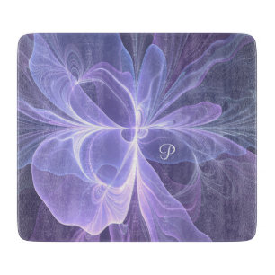 Monogram Purple Abstract Modern Fractal Cutting Board