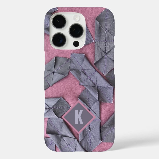 Monogram purple abstract pattern lavender mauve  Case-Mate iPhone case (Back)