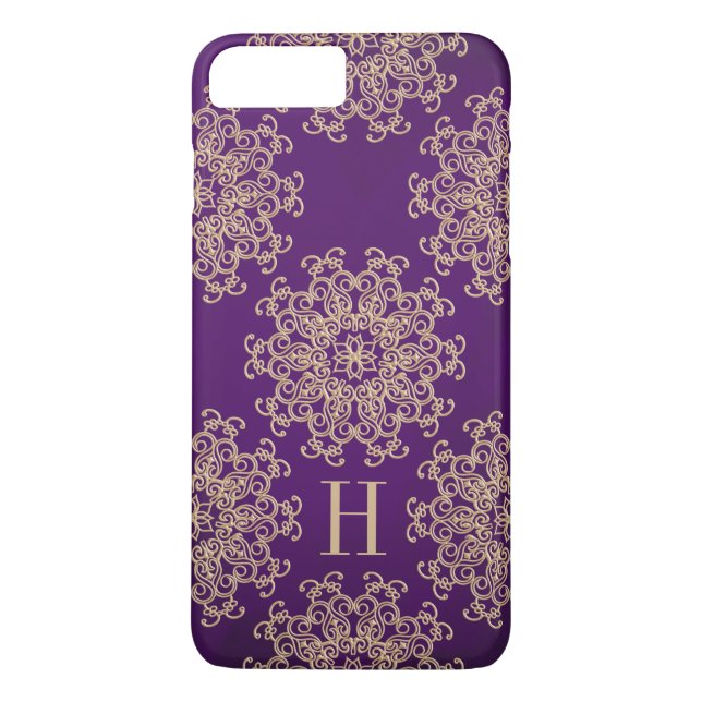 Monogram Purple and Gold Exotic Medallion Case-Mate iPhone Case (Back)