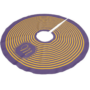 Monogram Purple and Yellow Striped Brushed Polyester Tree Skirt