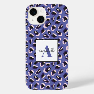 Monogram Purple Animal Leopard Print Personalised Case-Mate iPhone 14 Case