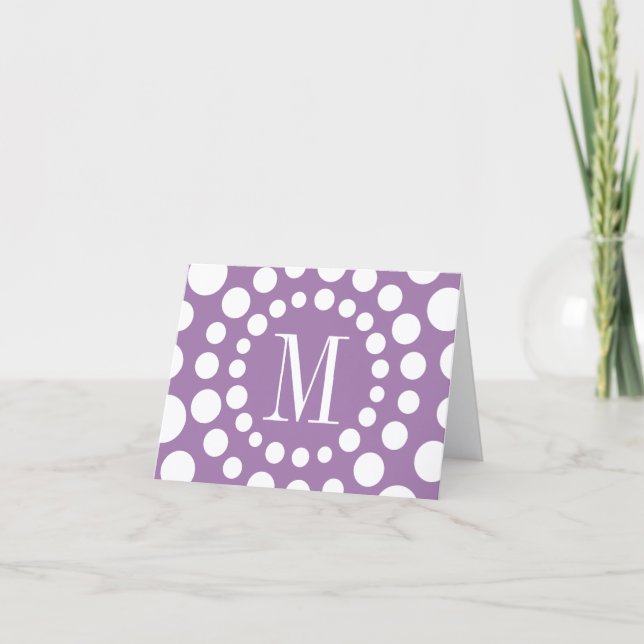 Monogram Purple Blank Inside Note Card (Front)