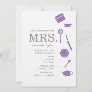 Monogram Purple  Bridal Shower Invitations