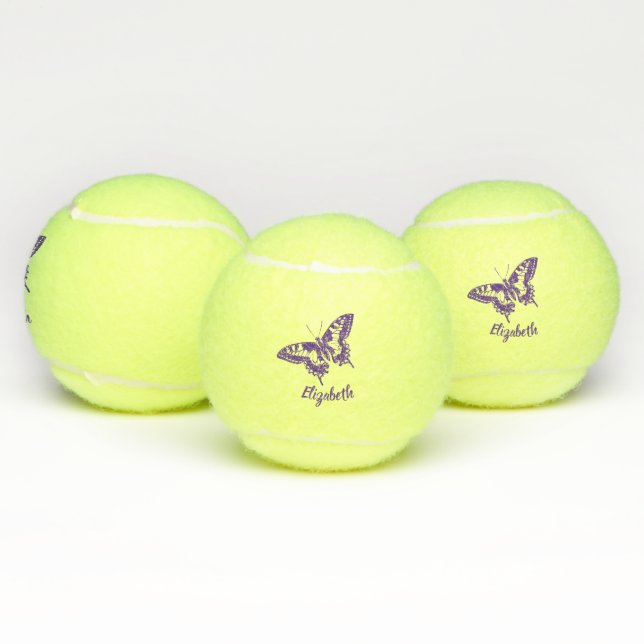 Monogram Purple Butterfly Dog Pet Sports Mum Tennis Balls (Multi)