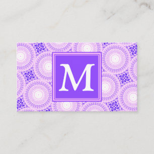 Monogram purple circles pattern business card
