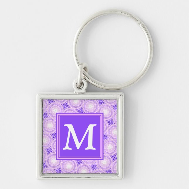 Monogram purple circles pattern key ring (Front)