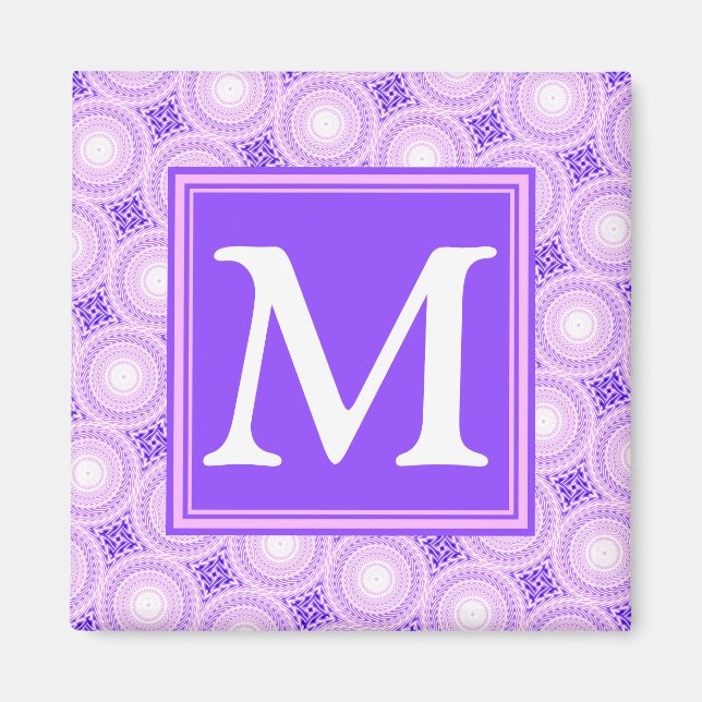 Monogram purple circles pattern magnet (Front)