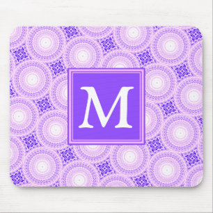 Monogram purple circles pattern mouse mat