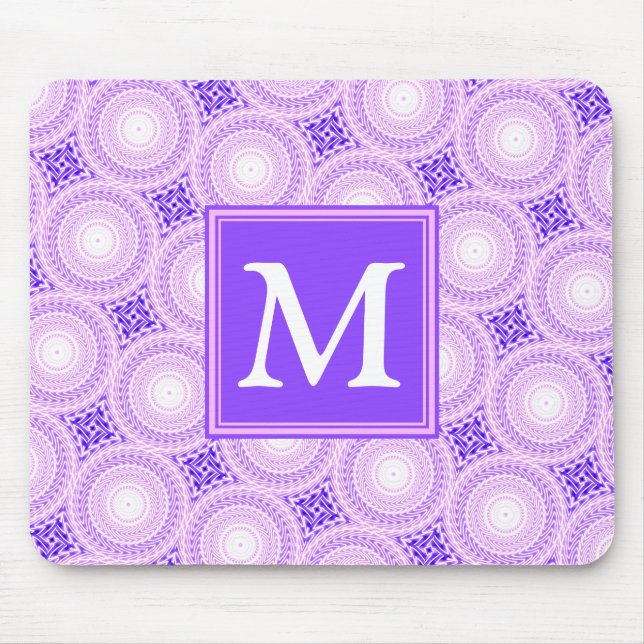 Monogram purple circles pattern mouse mat (Front)