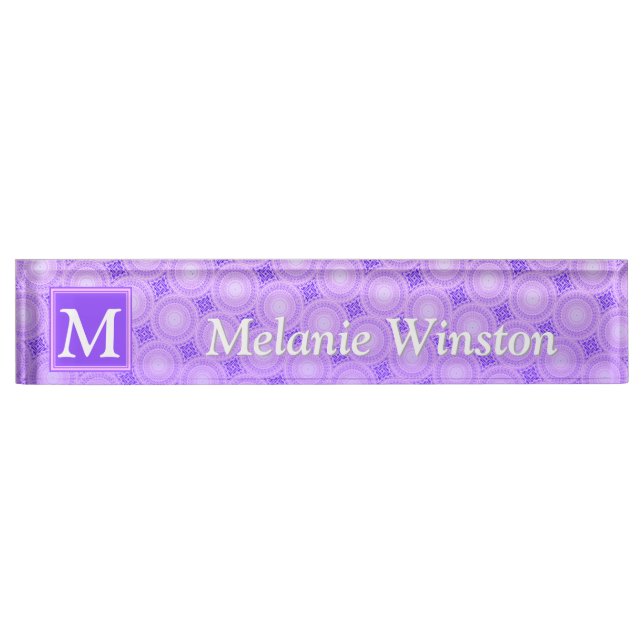 Monogram purple circles pattern nameplate (Front)