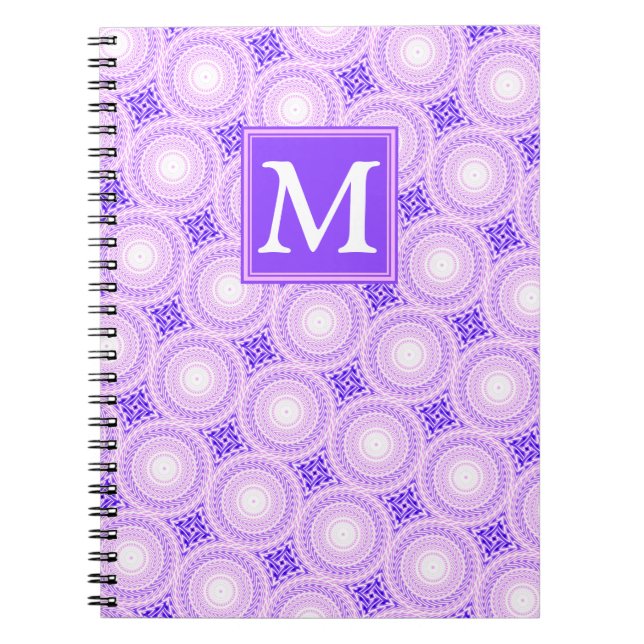 Monogram purple circles pattern notebook (Front)