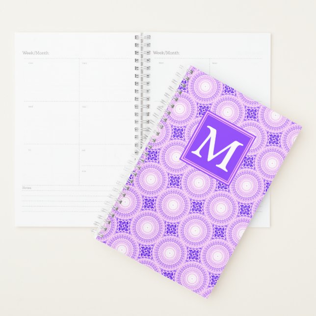 Monogram purple circles pattern planner (Display)