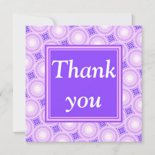 Monogram purple circles pattern thank you card