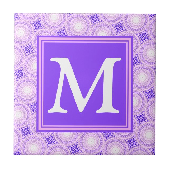 Monogram purple circles pattern tile (Front)