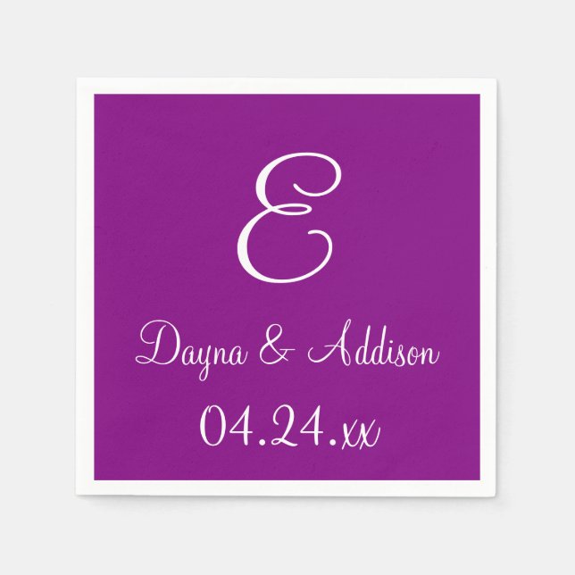 Monogram Purple Classy Colour Matching Napkins (Front)