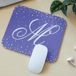 Monogram Purple Diamonds Personalised Mouse Mat<br><div class="desc">Monogram Purple Diamonds Personalised Mousepads features a simple purple background with a diamond overlay personalised with your custom monogram in elegant white calligraphy script. Designed by ©Evco Studio www.zazzle.com/store/evcostudio</div>