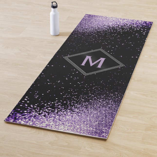 Monogram Purple Faux Glitter   Yoga Mat (In Situ)