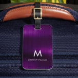Monogram Purple Faux Metal Steel Styled Custom Luggage Tag<br><div class="desc">Monogram Purple Faux Metal Steel Styled Custom Luggage Tag</div>
