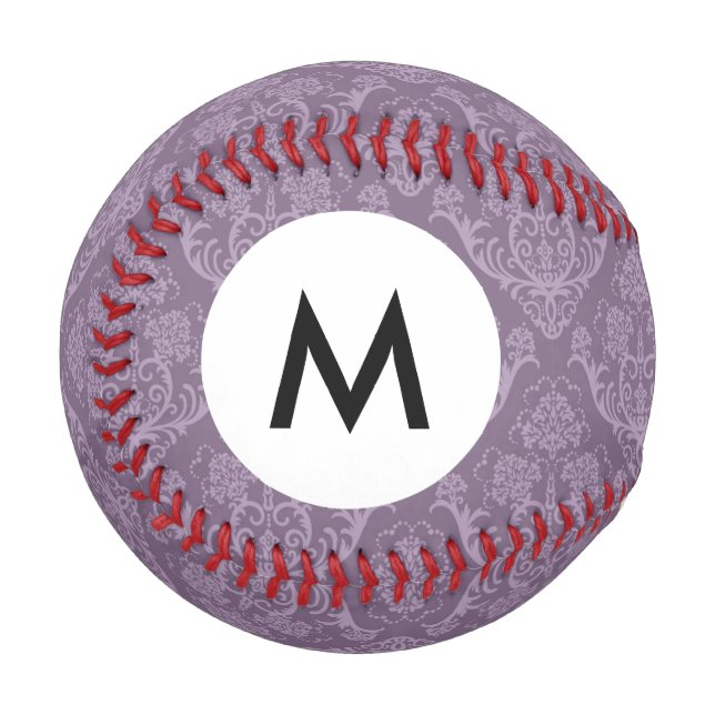 Monogram Purple floral wallpaper Baseball (Front Left)