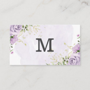 Monogram   Purple Flowers Business Card