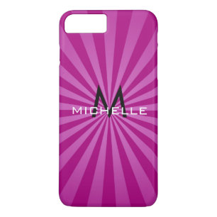 Monogram Purple Funky Sun Rays Retro Stripes iPhone 8 Plus/7 Plus Case