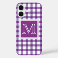 Monogram | Purple Gingham Plaid Tartan Chequered