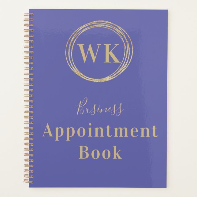 Monogram Purple Gold Business Appointment Book Planner (Front)