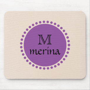 Monogram Purple Gold Circle Mouse Mat
