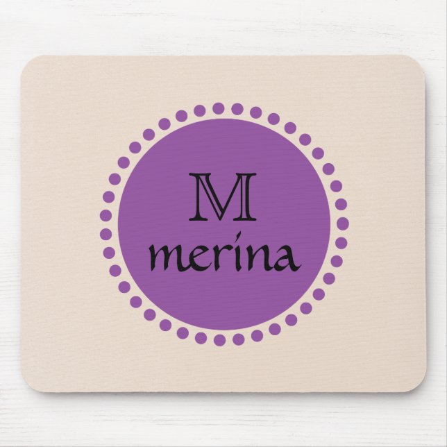 Monogram Purple Gold Circle Mouse Mat (Front)