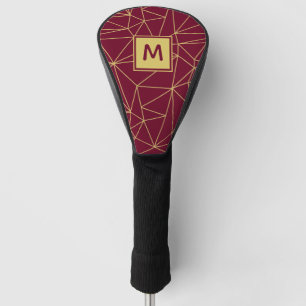 Monogram Purple Gold Geometric Abstract Pattern Golf Head Cover