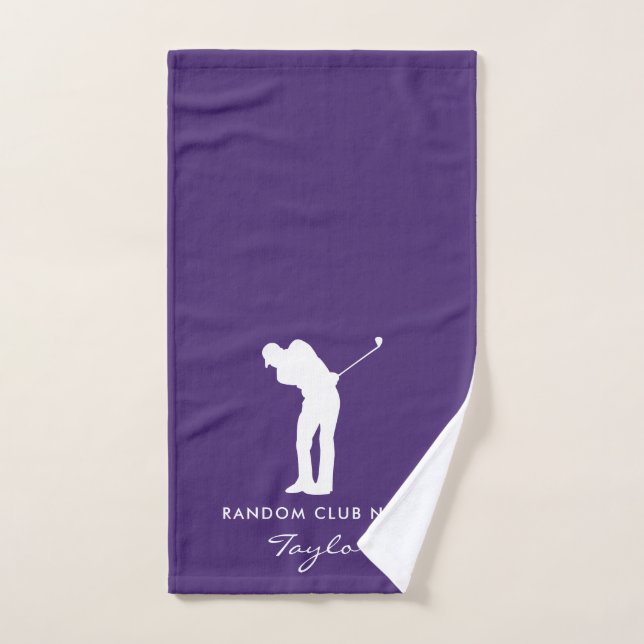 Monogram Purple Golf Club Members Name Custom Hand Towel (Hand Towel)