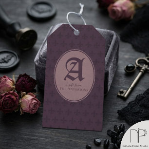 Monogram Purple Gothic Gift Tags