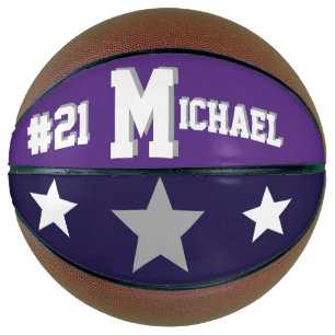 Monogram Purple, Grey, and White Basketball