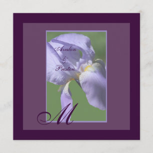 Monogram Purple Iris Summer Wedding Invitation